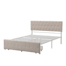 Queen Size Storage Bed Metal Platform Bed with a Big Drawer - Beige