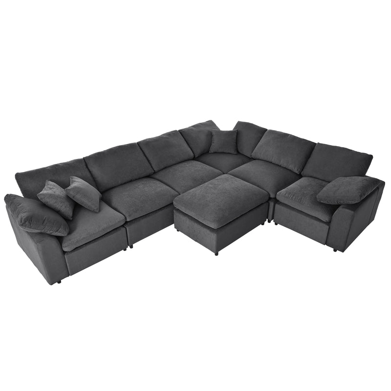 U_Style Oversized Modular Sectional Sofa with Ottoman L Shaped Corner Sectional for Living Room, Office, Spacious Space