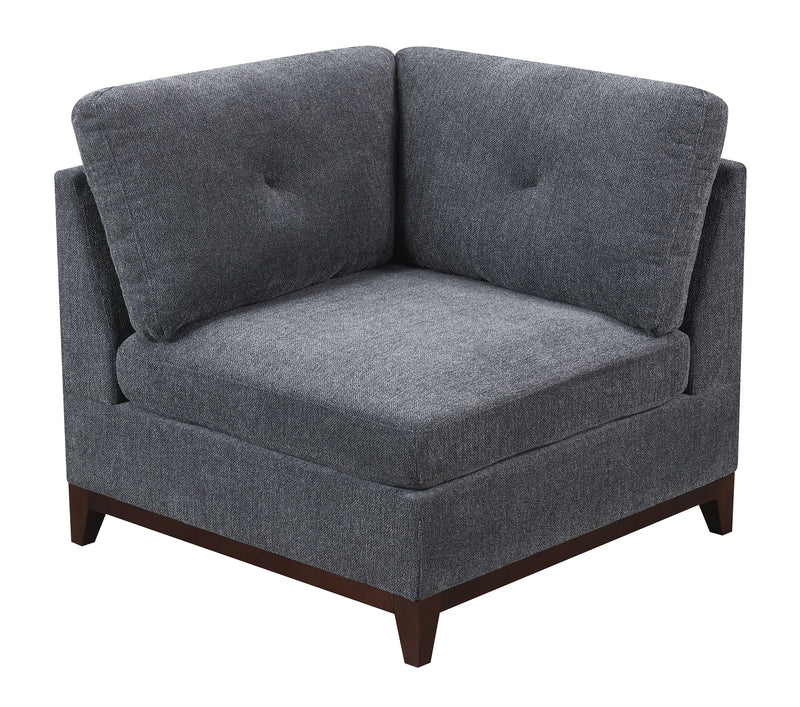 Ash Grey Chenille Fabric Modular Sofa Set 6pc Set Living Room Furniture Couch Sofa Loveseat 4x Corner Wedge 1x Armless Chair and 1x Ottoman Tufted Back