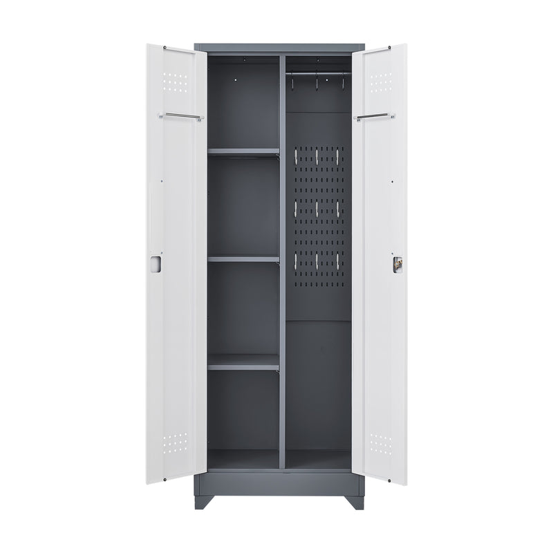 Metal Storage Cabinets, Cleaning Tool Cabinet With Locking Door, Tall Broom Tool Organizer And Storage, Large Storage Cabinet For Kitchen