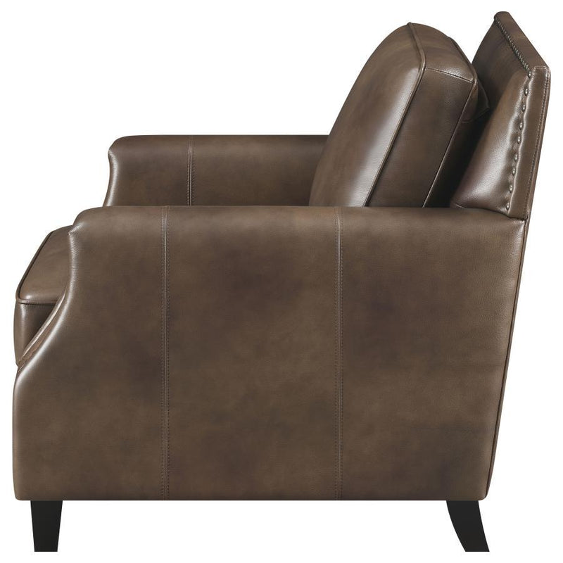 Leaton - Upholstered Recessed Arm Accent Chair - Brown Sugar