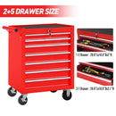 7 Drawer Rolling Tool Chest With Wheels, Multifunctional Tool Box And Storage