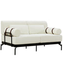 Modern Loveseat Sofa 2 Seater With USB Ports, Cylindrical Armrests