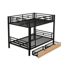 Full Size Convertible Bunk Bed With 2 Drawers Durable - Black