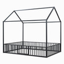 Metal House Bed With Fence And Door