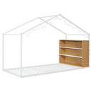 Bed House Frame With Shelves And Lights