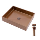19" X 15" Stainless Steel Bathroom Sink With Pop Up Drain, Nano Surface - Rose Gold