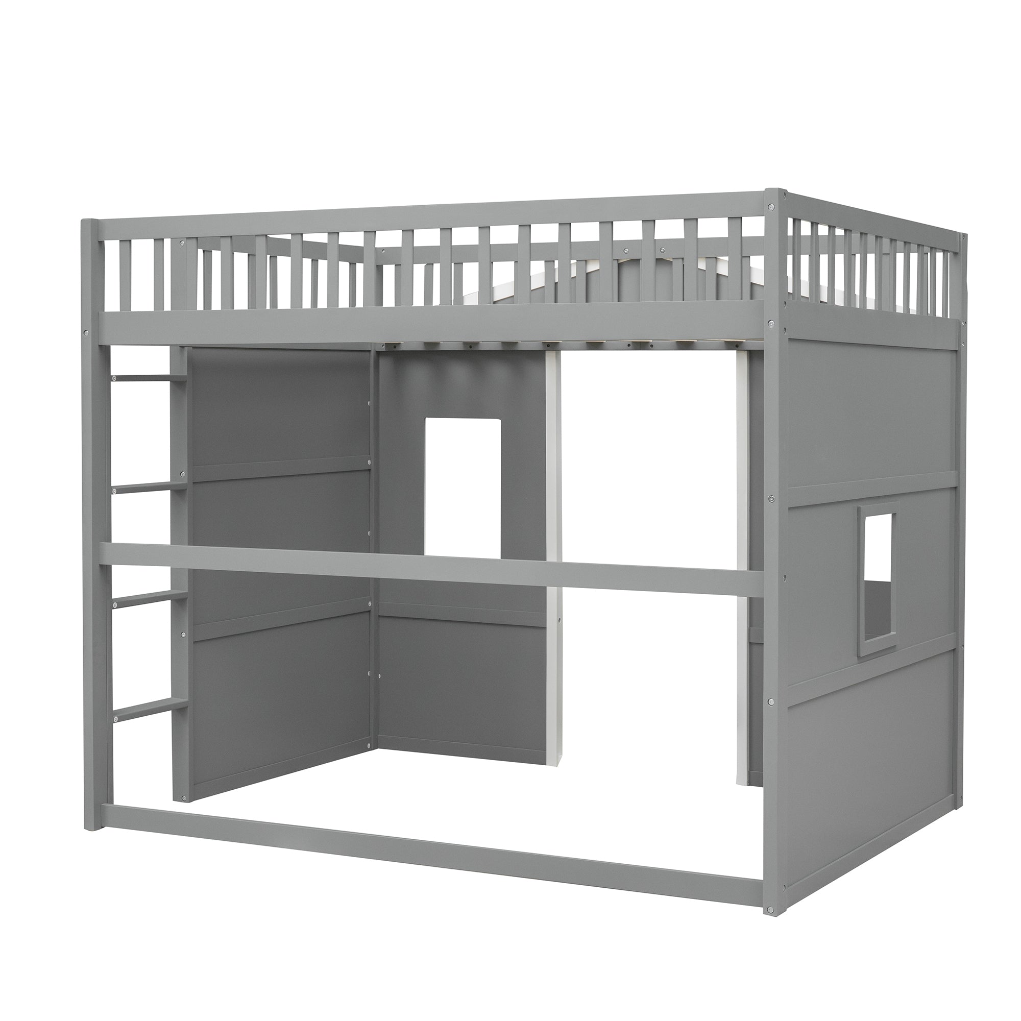 Full Size House Loft Bed With Ladder-Gray+White Frame - Atlantic Fine Furniture Melbourne FL