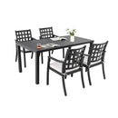 5 Pieces Outdoor Patio Dining Set, Rectangular Table And 4 Stationary Dining Chairs - Ember Black