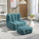 Modern Indoor Fluffy Bean Bag Chair With Memory Foam And Ottoman, Super Soft