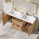 59.3" Double Sink Bathroom Vanity With Smc Resin Top, Painted Cabinet, Soft Close Doors, Wall Mounted - Wood