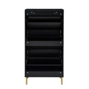 Modern Rattan 3 Door Shoe Rack Cabinet For Entryway