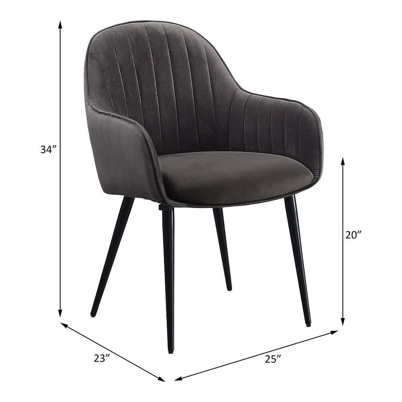 Caspian - Side Chair (Set of 2) - Dark Gray Fabric & Black Finish - Atlantic Fine Furniture Inc