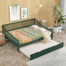 Full Size Daybed with Trundle and Support Legs, Green