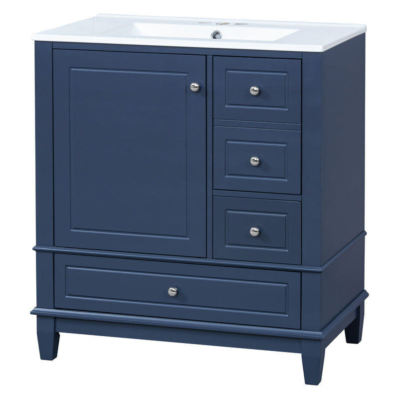 Freestanding Bathroom Vanity With Sink, Soft Close Door, 3 Drawers