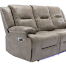3 Seater Home Theater Recliner Manual Recliner Chair With A LED Light Strip Two Built-In Cup Holders For Living Room