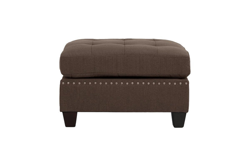 Modular Sofa Set 6pc Set Living Room Furniture Sofa Loveseat Tufted Couch Nail heads Black Coffee Linen Like Fabric 4x Corner Wedge 1x Armless Chair and 1x Ottoman