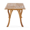Outdoor Rectangular Table With Curved Legs And Perpendicular Wooden Slats Table Top