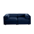 Stylish Chenille Sofa With Storage Seat And Cylindrical Backrest