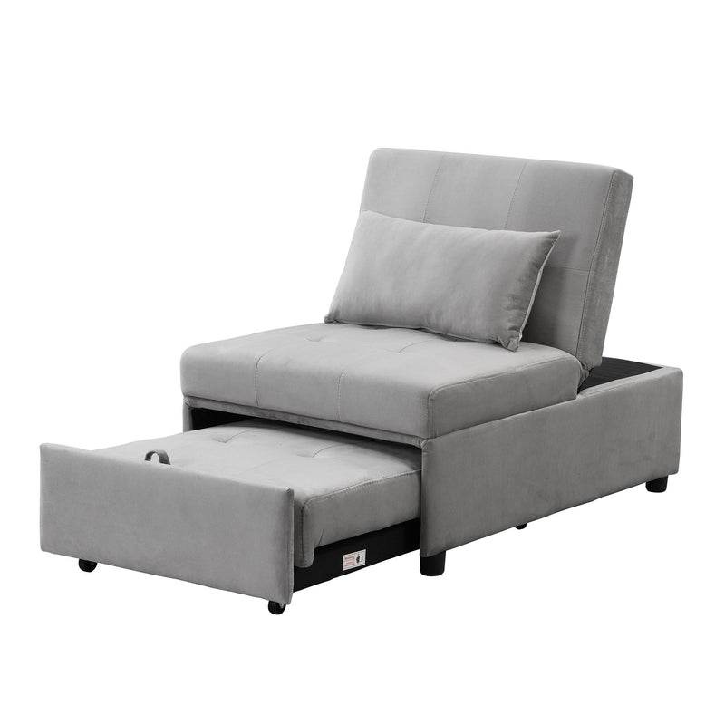 Folding Ottoman Sofa Bed - Gray Fabric