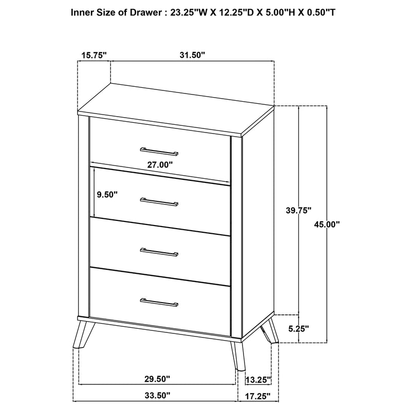 Kaywood - 4-Drawer Bedroom Chest Of Drawers - Natural Pine