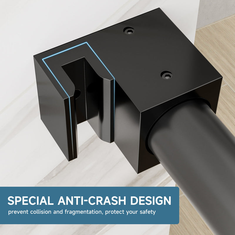 Frameless Single Sliding Shower Door With Soft Close, 5 / 16" Clear Nano Coated Tempered Glass, 60" X 60" - Matte Black