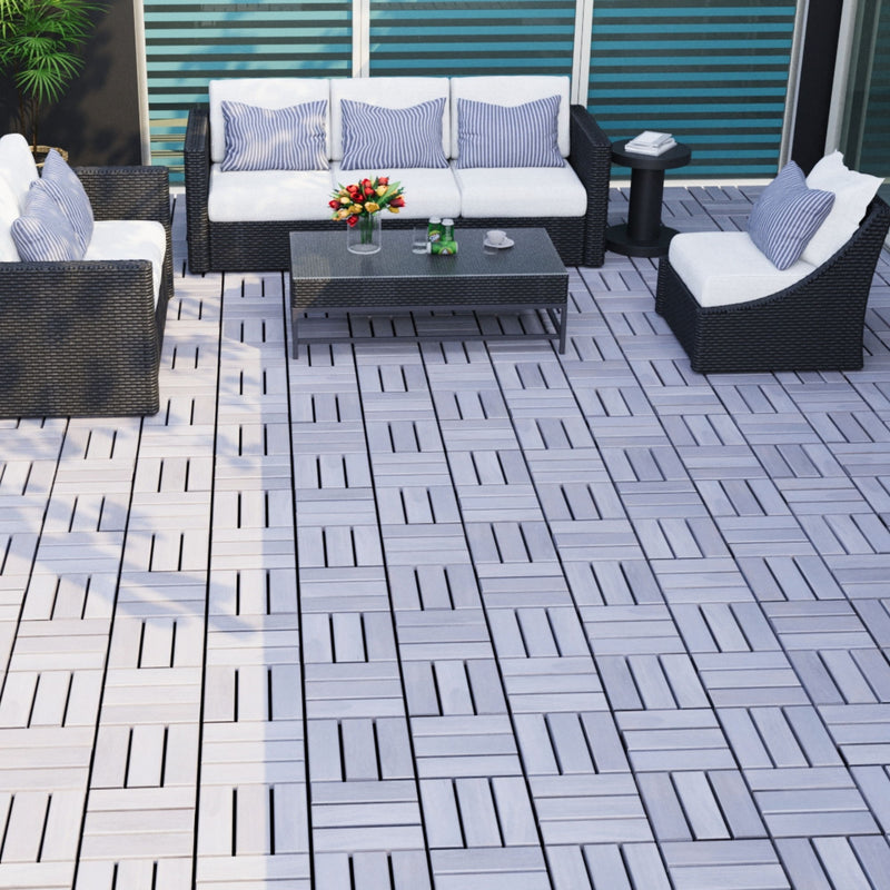 Interlocking Deck Tiles Checker Pattern, Square Acacia Hardwood Outdoor Flooring For Patio, Bancony, Pool Side