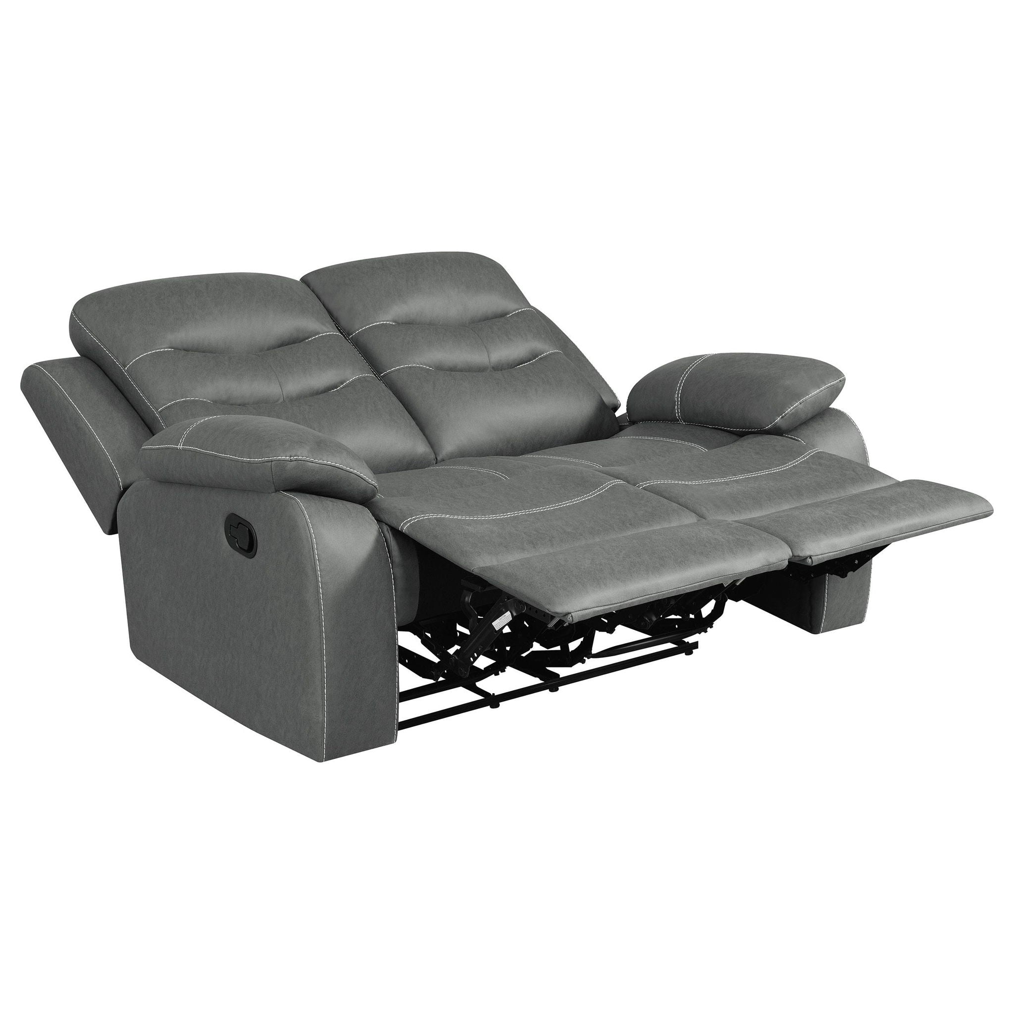 Nova Upholstered Padded Arm Reclining Loveseat Dark Grey - Atlantic Fine Furniture Melbourne FL