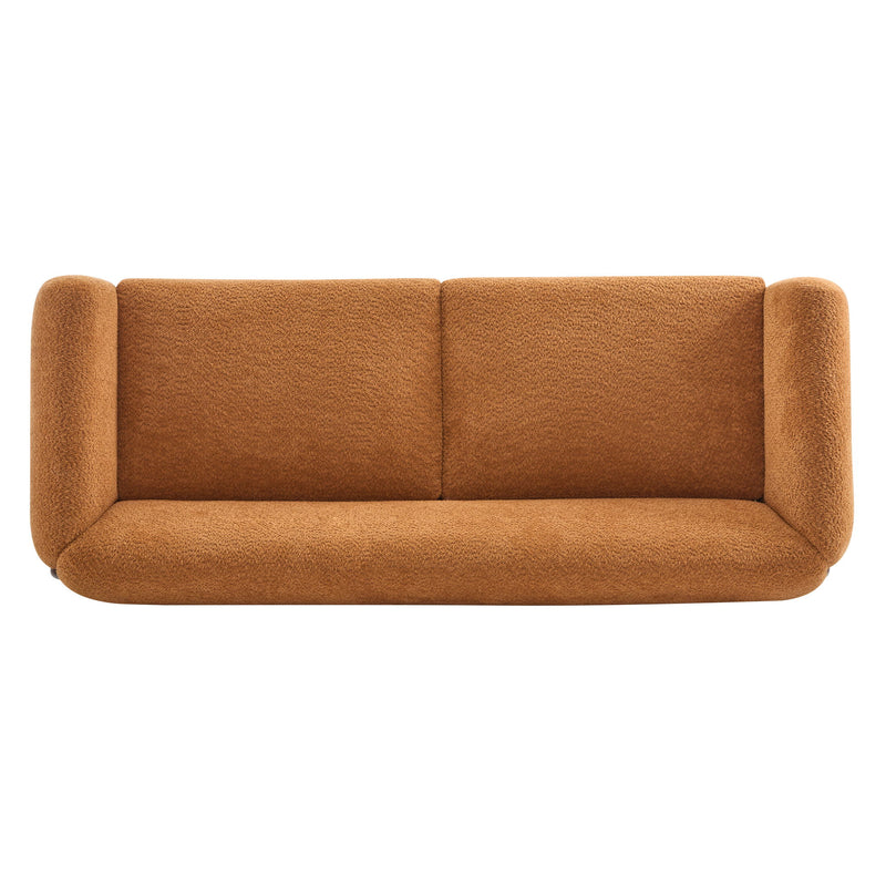 Contemporary Boucle Sherpa Sofa With Birch Wood Legs