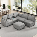 Sectional Sofa Modular U-Shaped With Ottoman & USB Ports