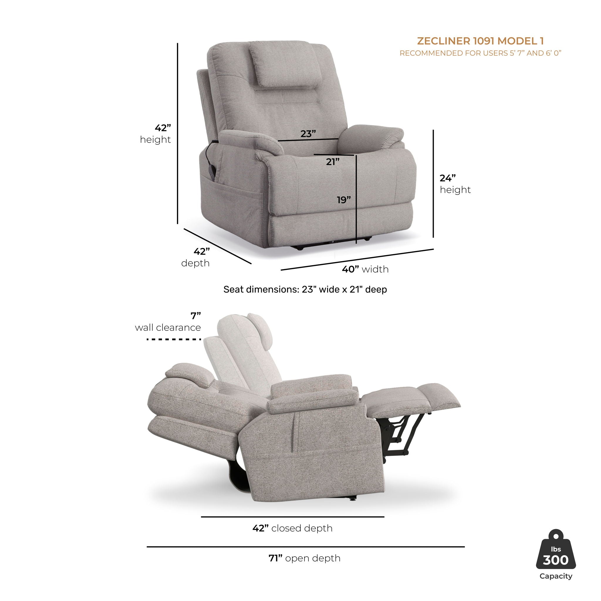 Zecliner Model 1 - Power Sleep Chair
