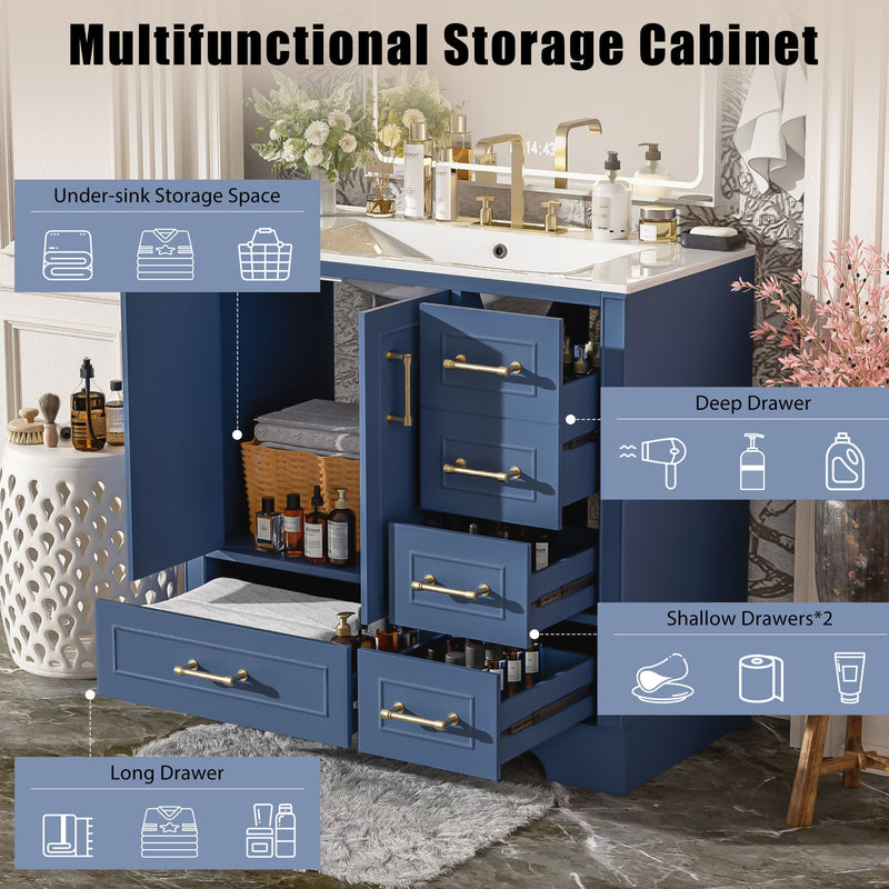 Traditional Bathroom Vanity With Soft Close Doors And Drawers