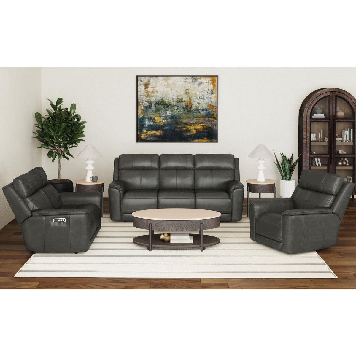 Mustang P3 Sofa With DDT, Wireless Chargerin in Dark Brown by Elements International, view 9