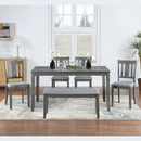 6 Pieces Kitchen Dining Set, Rectangular Wooden Dining Table With 4 Upholstered Chairs And A Bench
