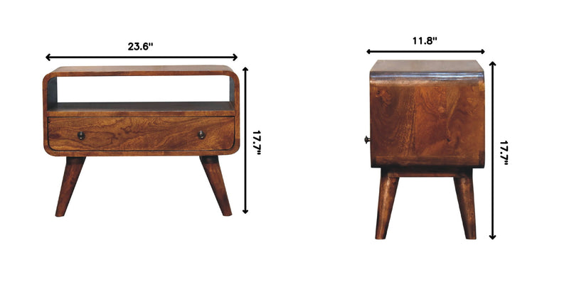 Mini Curved Media Unit - Chestnut