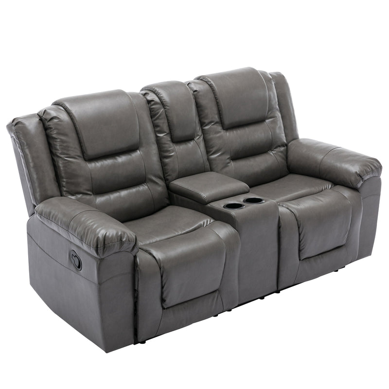 Home Theater Recliner Set Manual Recliner Chair With Wide Armrest, Two Built-In Cup Holders For Living Room