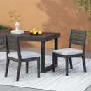 Patio Armless Dining Chair With Laid Back Slat Panel Design - Light Gray