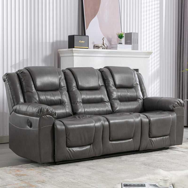 Home Theater Recliner Set Manual Recliner Chair With Wide Armrest, Two Built-In Cup Holders For Living Room