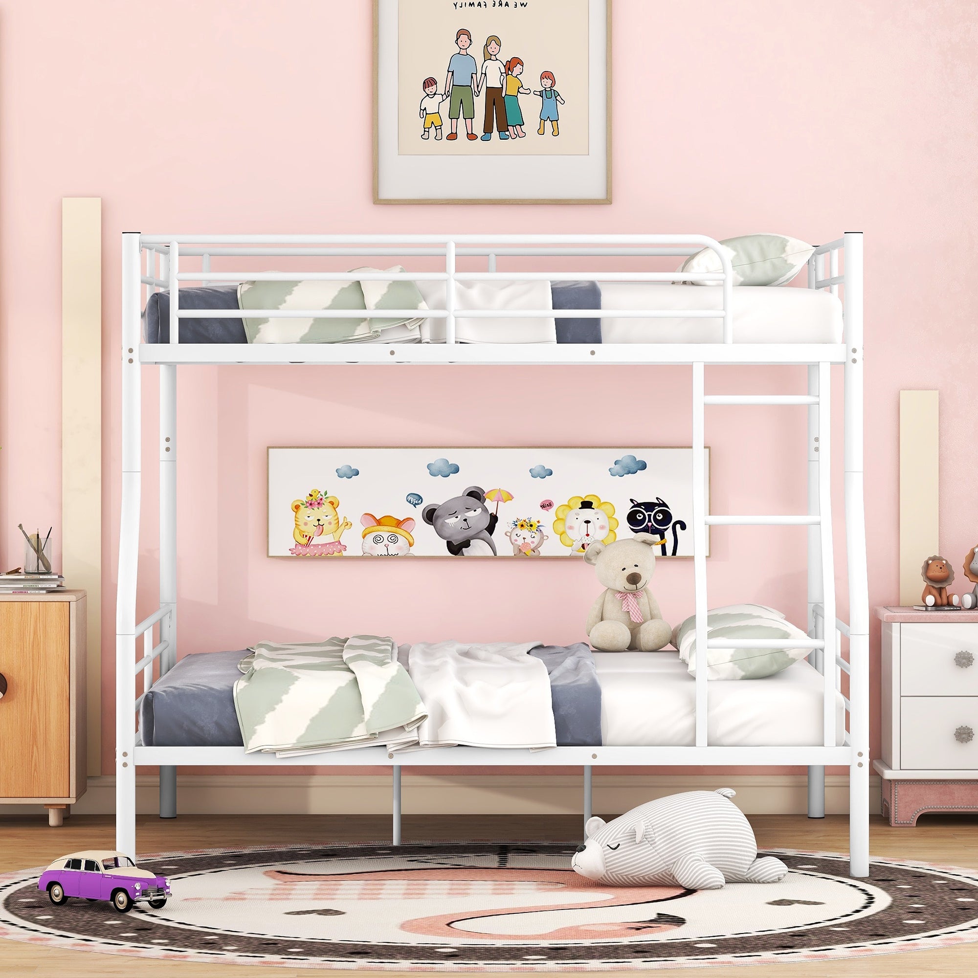 Full XL Over Queen Metal Bunk Bed, White - Atlantic Fine Furniture Melbourne FL