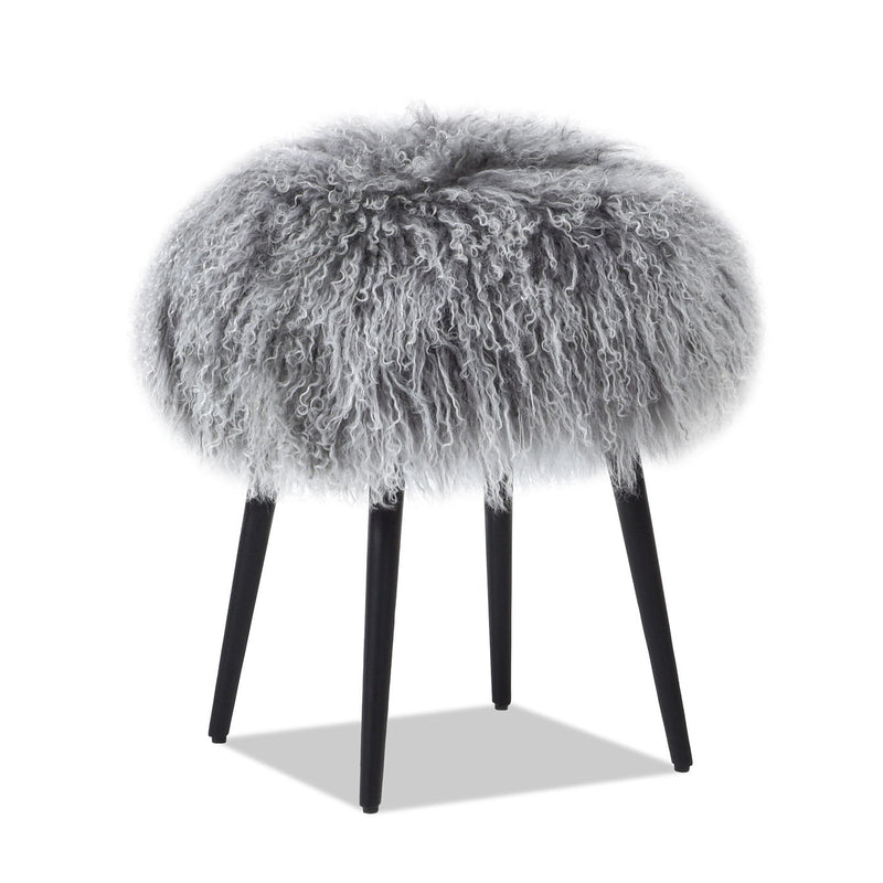 Alberta - Mongolian Sheepskin Round Ottoman