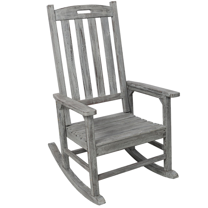 Oversized Porch Rocker Chair With Wide Seat And Tall Backrest