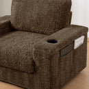 Oversized Chaise Lounge Indoor Rabbit Fur Sofa Bed With Storage Ottoman And Armrests Cup Holders With Deep Seat
