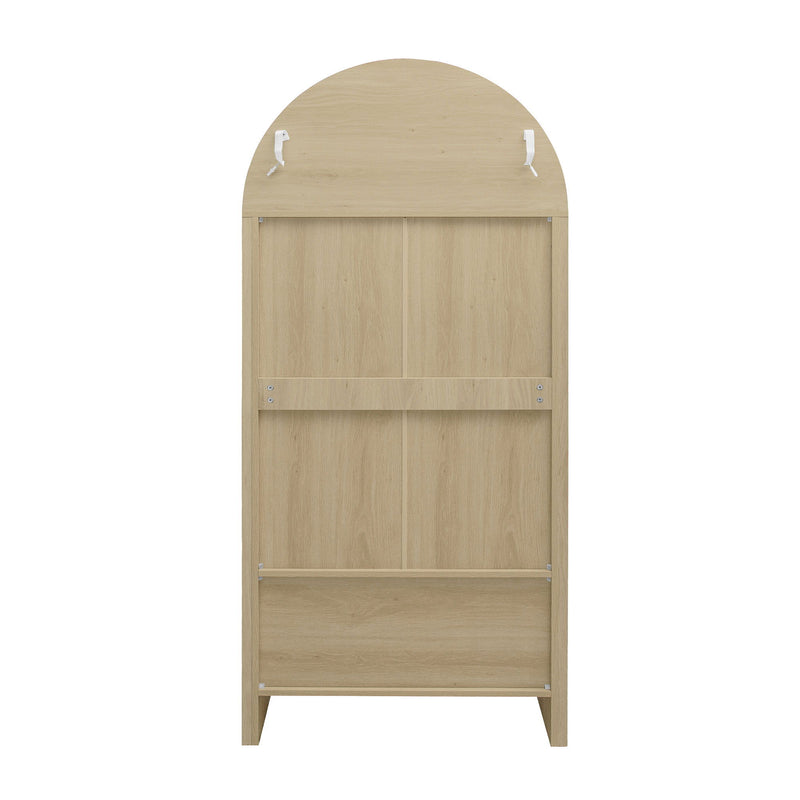 Tall Arched Kitchen Pantry, Modern Farmhouse Wood Kitchen Storage Cabinets, Arched Storage Display Cabinet With Adjustable Shelves, Versatile Cupboard For Kitchen, Dining Room - Natural