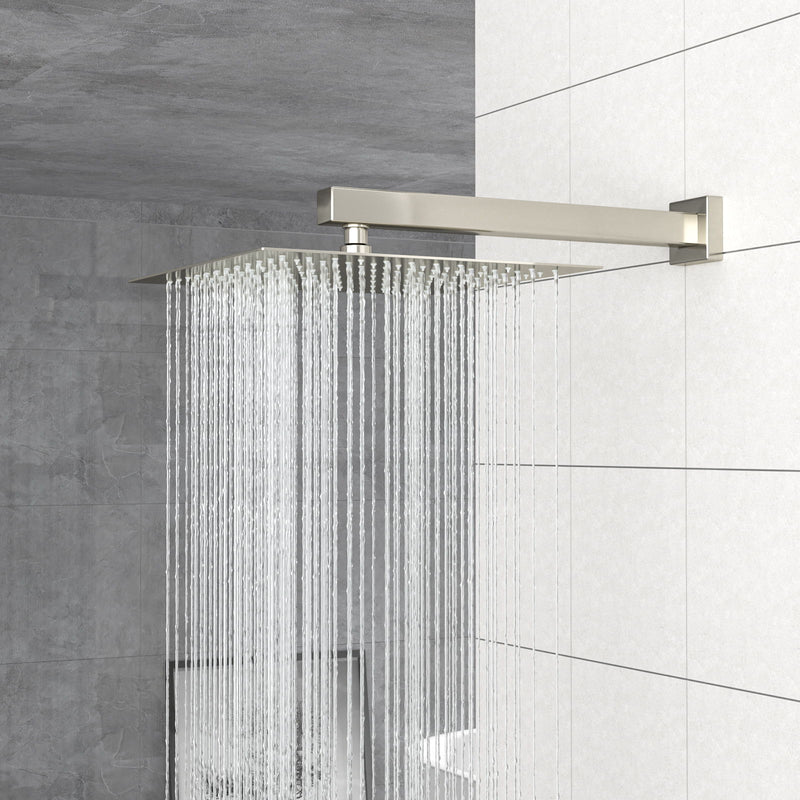 Dual Shower Head System With Square Rain Shower And Rough In Valve