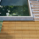 Interlocking Deck Tiles Striped Pattern, Waterproof Anti Mildew Brown