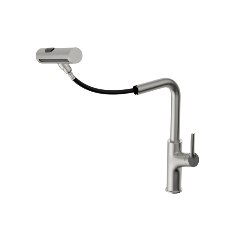 30" Single Bowl Drop In Kitchen Sink With Pull Out Faucet And Soap Dispenser - Brushed Nickel