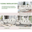 Modular Corduroy Sectional Sofa, Convertible L Shaped Couch Sofa with Storage,  5 Seat Sofa Couch for Living Room, Beige