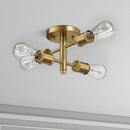 Ephemeral - 4 Lights Semi Flush Mount Retro Hallway Kitchen Bedroom Living Room Ceiling Pendant - Antique Brass / Clear / Gold