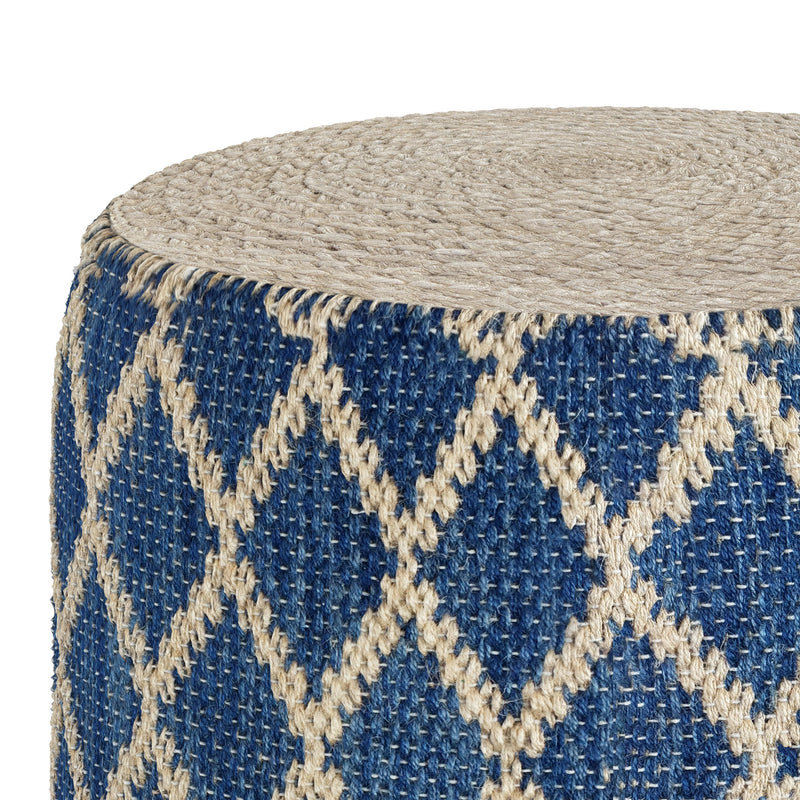 Edgeley - Round Pouf - Classic Blue / Natural