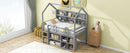 Twin Size House Loft Bed with Multiple Storage Shelves, Grey